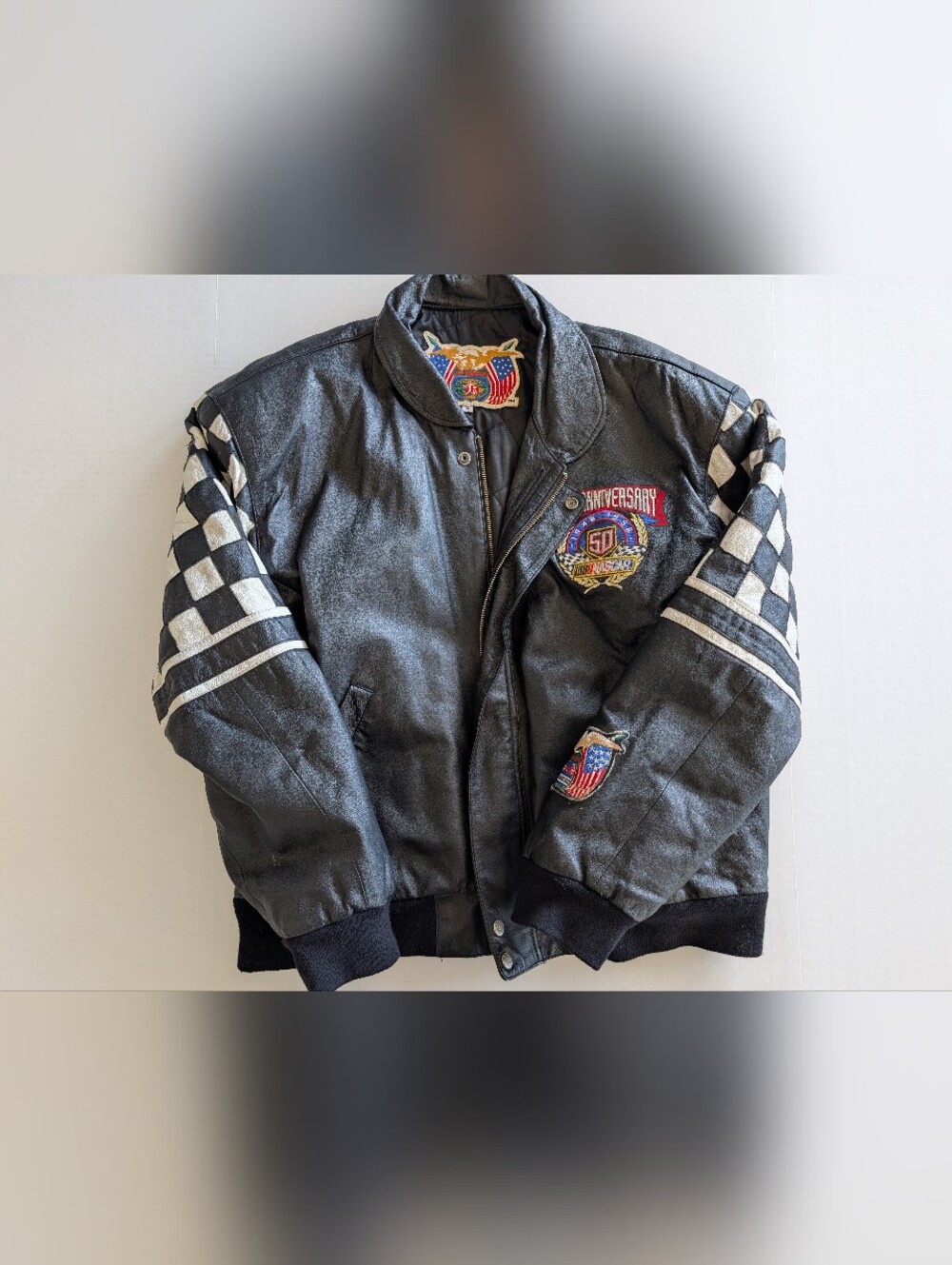 ​🏁 VTG Jeff Hamilton NASCAR 50th Anniversary Leather Racing Jacket - Picture 3 of 15